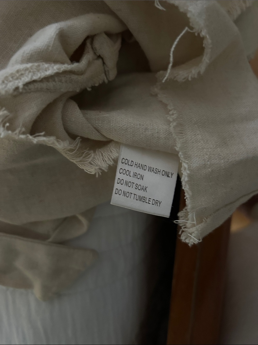 Polly Cream Linen Wrap Mini Skort with Frayed Ruffle and Tie Waist - Picture 6 of 6